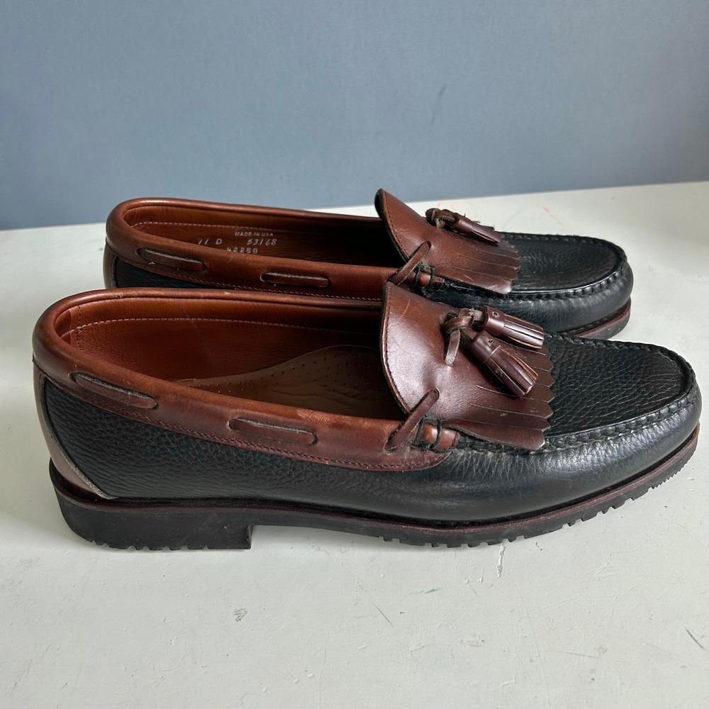 Allen Edmonds Loafers Mens 11 D Nashua Tassel Kiltie Boat Shoe Leather Preppy - Picture 4 of 13
